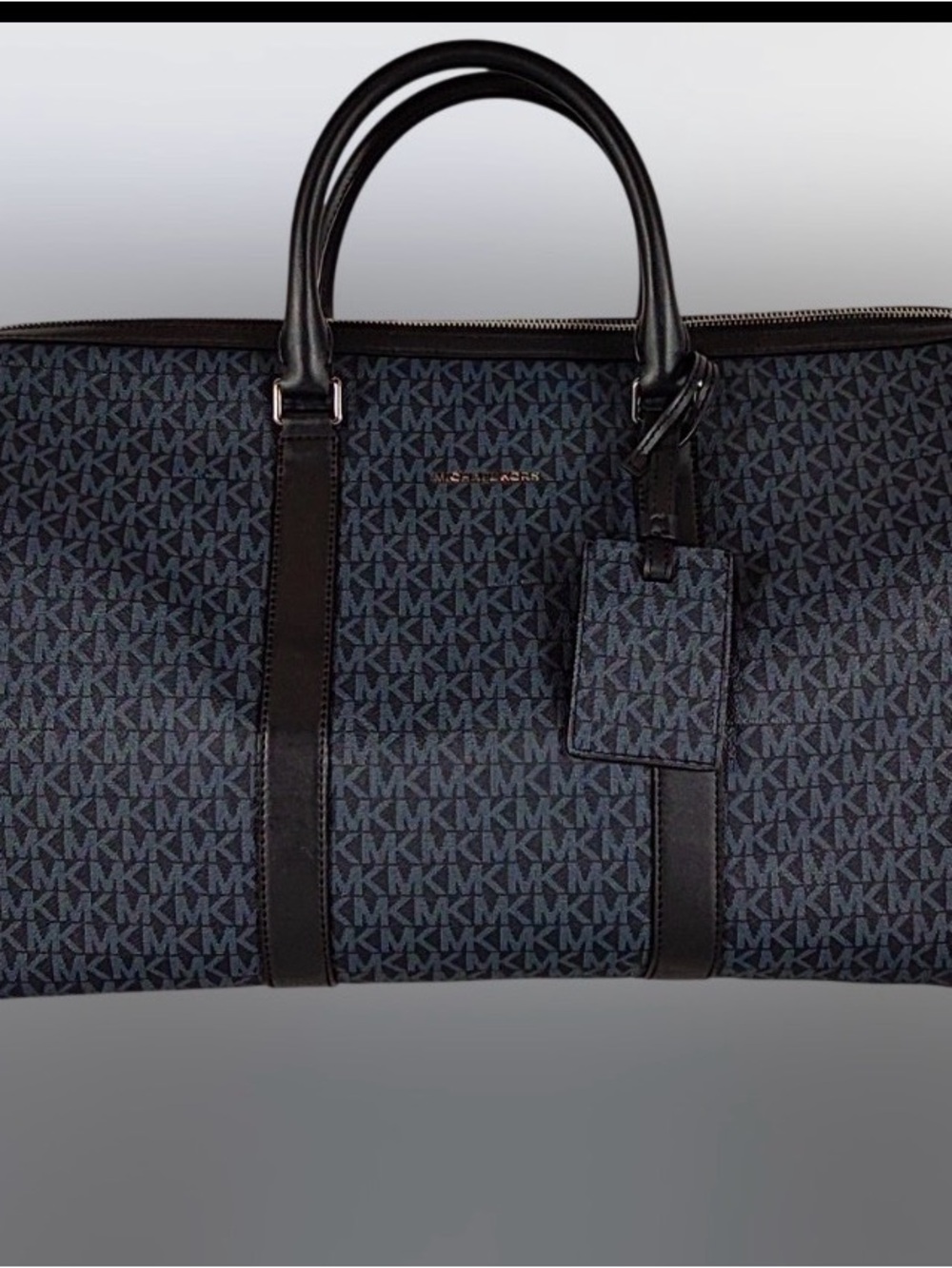 Michael Kors Navy MK Monogram Duffel with Black Trim - Picture 2 of 8